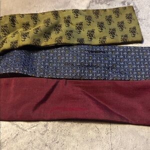 3 Vintage Bow Ties Burgundy/ Blue / Green 14/15 in Neck Menswear